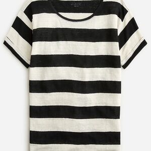 J.Crew Black and White Linen Tee with roll sleeves